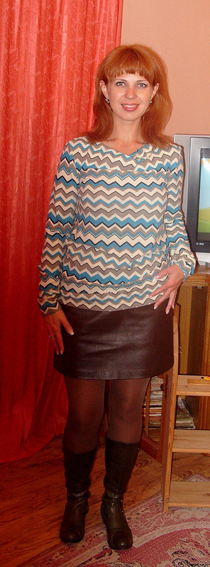 Кожаная юбка и пуловер от lamazi qali