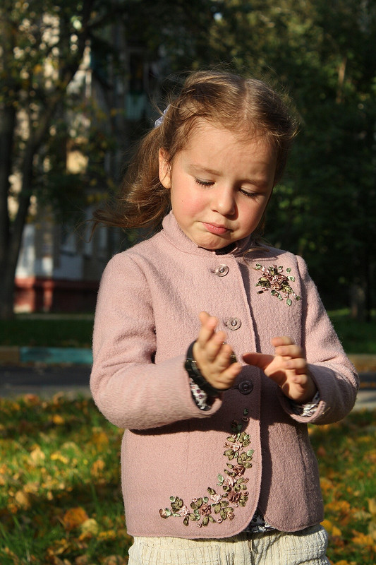 Жакет из лодена с вышивкой лентами для дочурки! от Алевтина Золотова