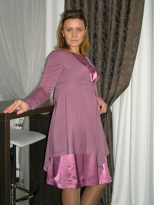 Трикотажный кардиган и шелковое платье от Захарова Альбина