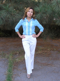 Блузка с кружевом + брюки