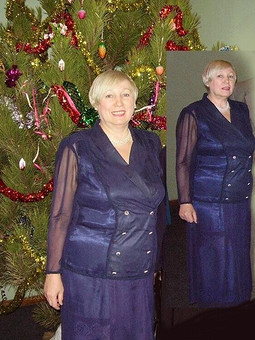 Работа с названием Мода для полных-13. Шифоновое двубортное  платье- костюм.