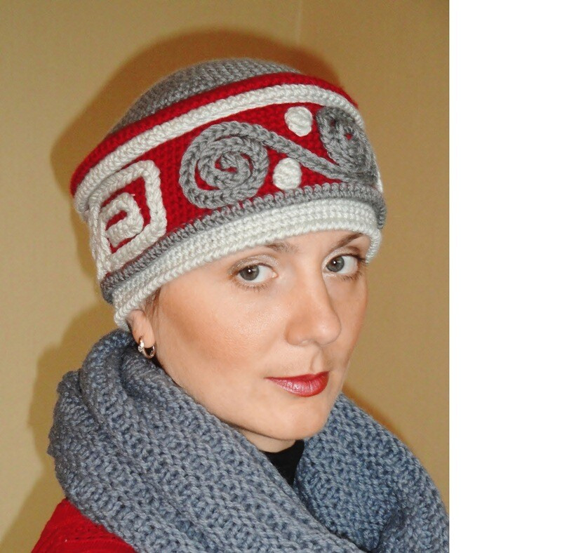Вязаная шапка-кубанка «Русский стиль» от olgalizashapkidesign