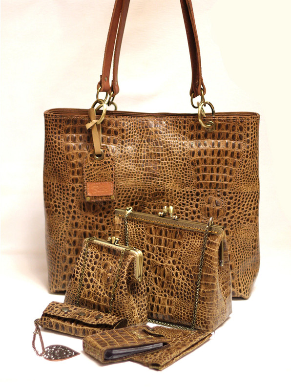 Комплект из итальянской кожи  сумка + аксессуары «Амазонка» от Ирина Болдырева