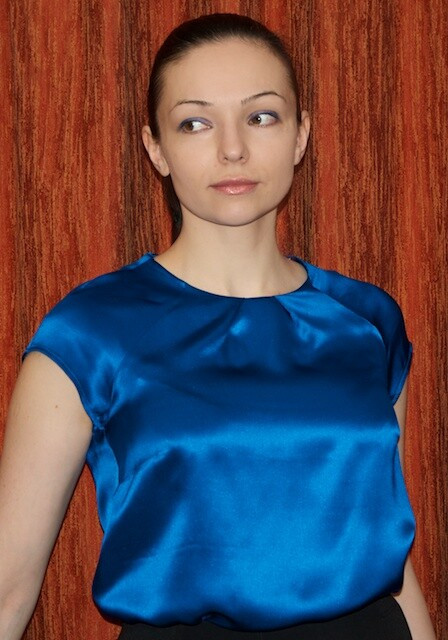 Синяя шелковая блуза от zalina74