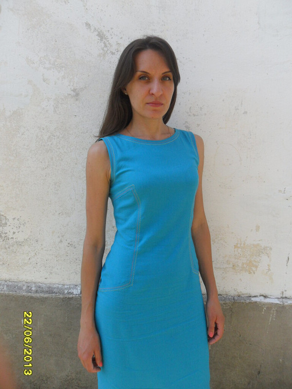Льняное платье цвета бирюзы от Марина Море