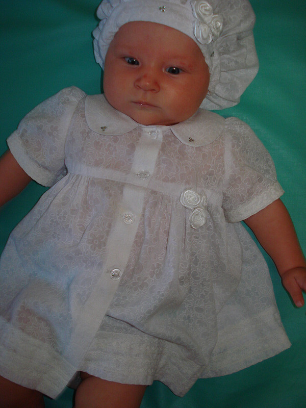 Платье и беретик для малышки «Крестильные» от Lisichka-lisa