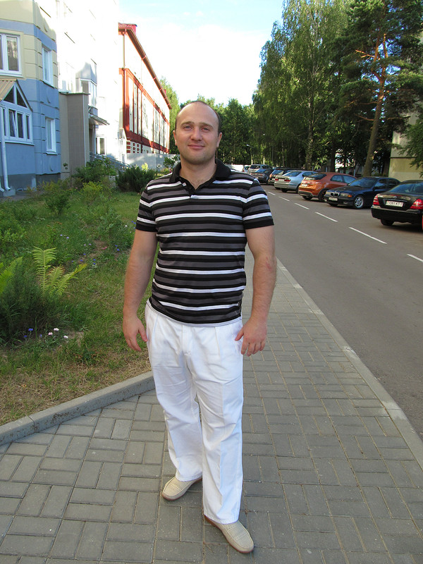 Белые брюки для мужа от Марина Бруяко
