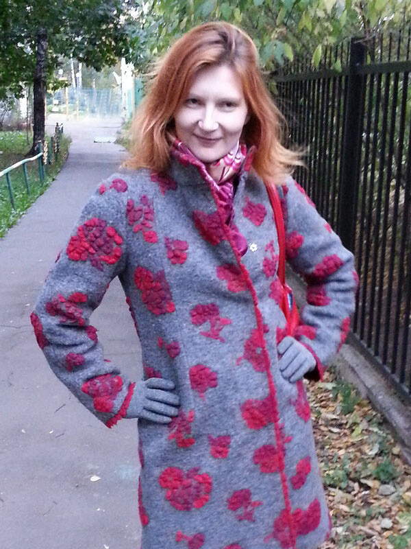 3D пальто, серое с красным от Станечка