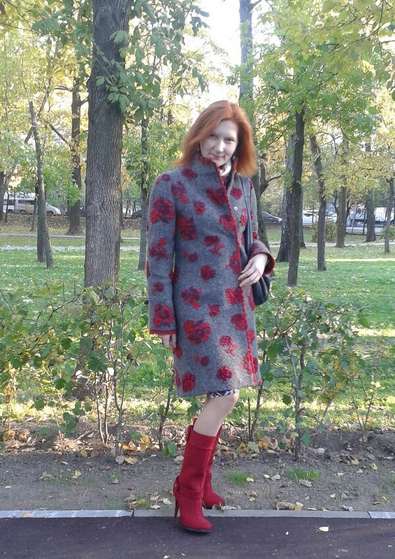 3D пальто, серое с красным от Станечка