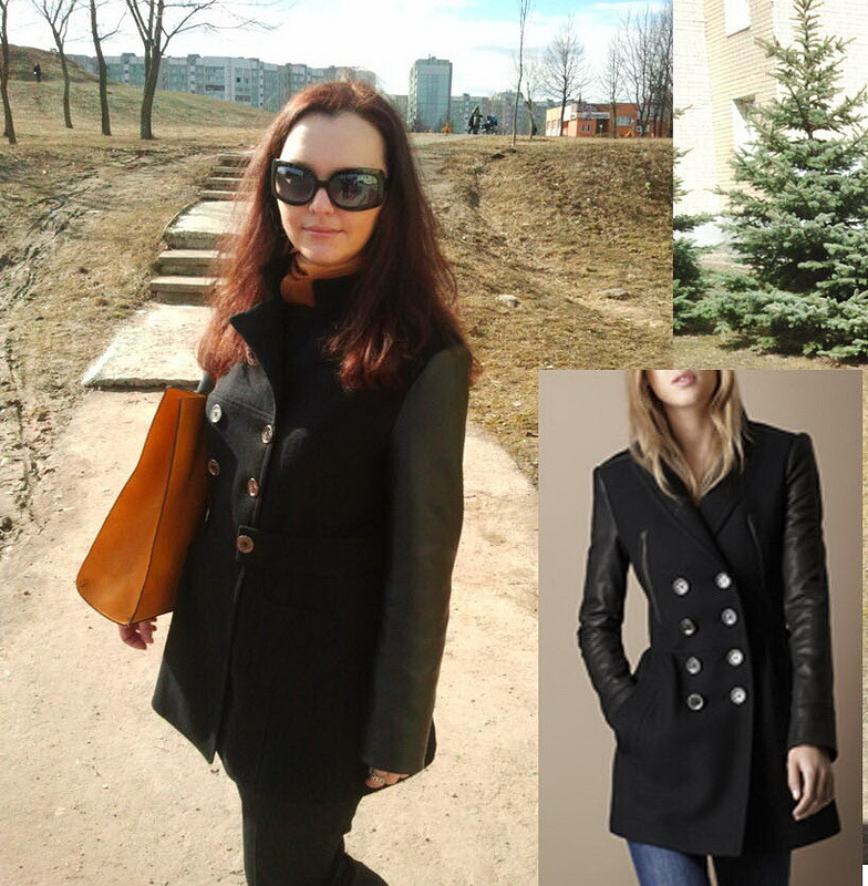 Пальто с кожаными рукавами. от y__neskladovae 