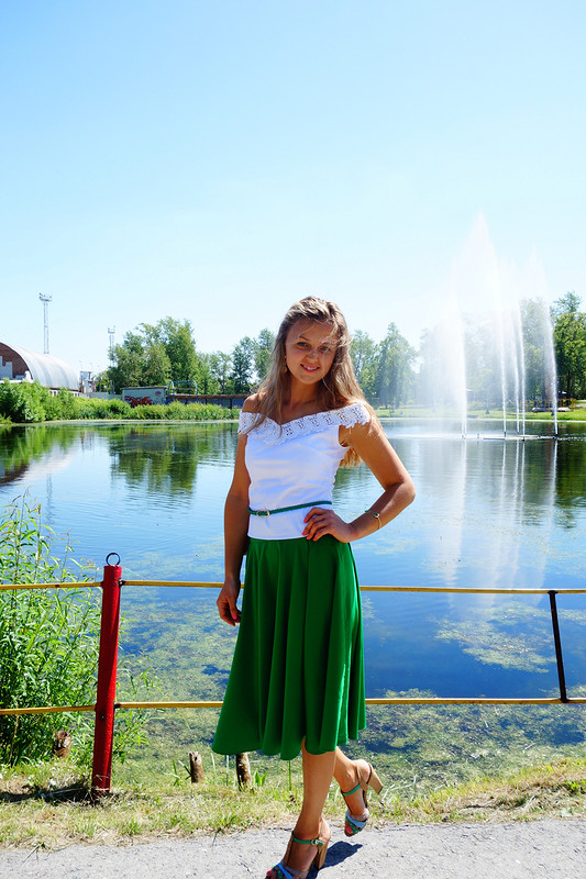Мое зеленое солнце и топ от OLGA RYCHKOVA