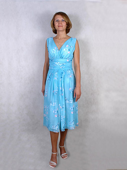 Нежно-бирюзовое шифоновое платье