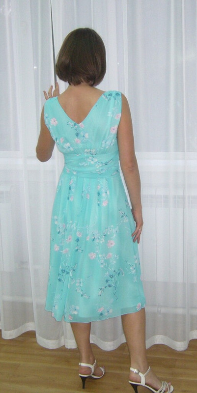 Нежно-бирюзовое шифоновое платье от irina123