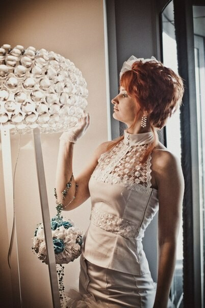 Креативное свадебное платье из белой джинсы от ludmilakaluga