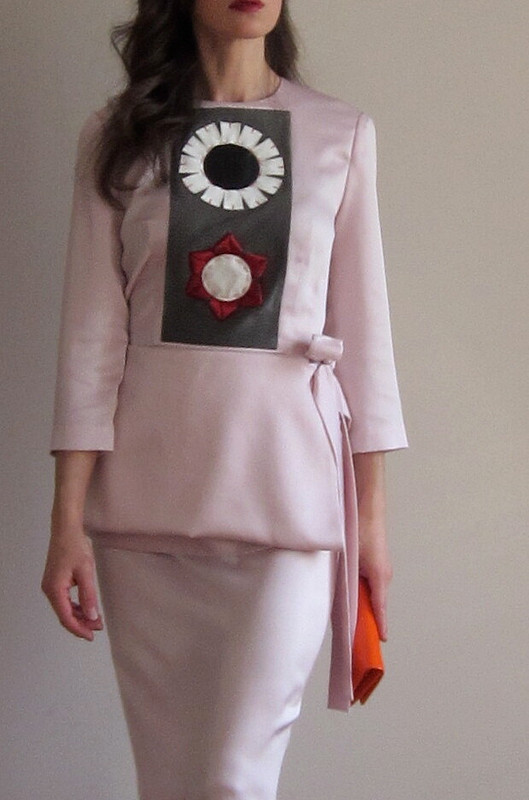 Розовое платье с японским мотивом весна 2013 от ОльгаС