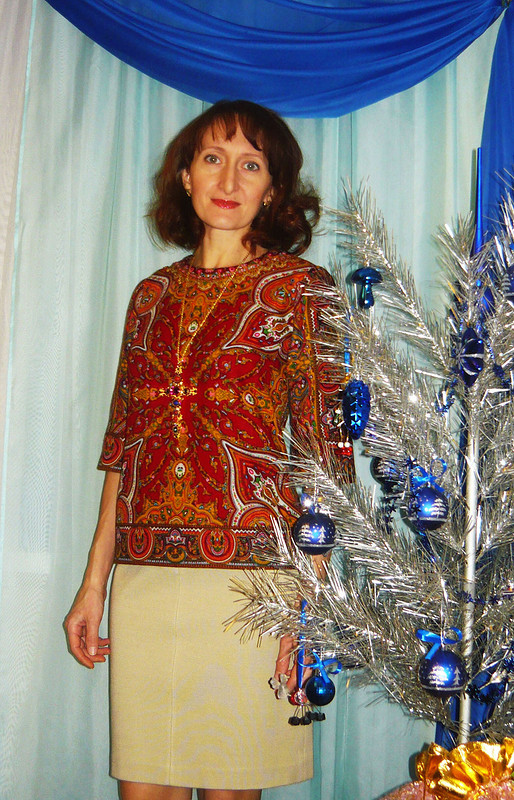 Новогодняя павлопосадская блузка от Висна