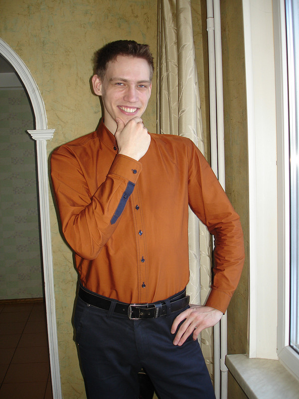Мужская рубашка с контрастной отделкой от Азалия