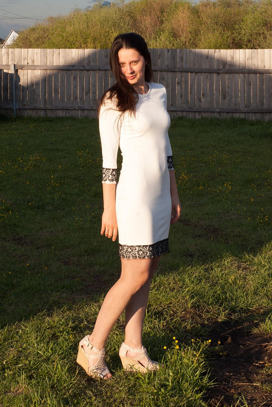 Белое платье с черным кружевом от Ann_Tsareva