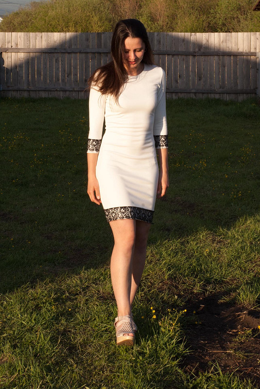 Белое платье с черным кружевом от Ann_Tsareva