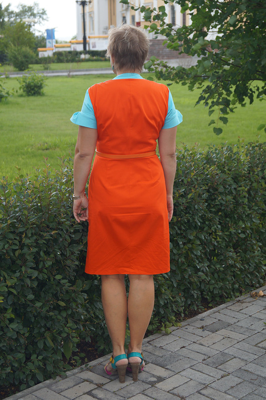 Оранжево-голубое платье от Светлана В