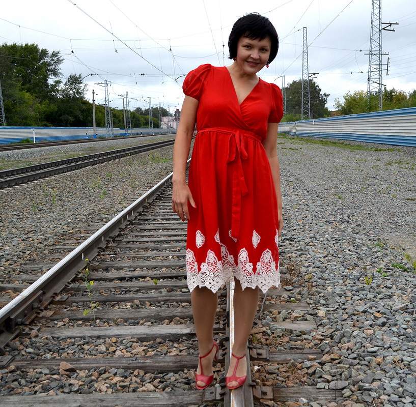 Красное шифоновое платье от Любаева Светлана