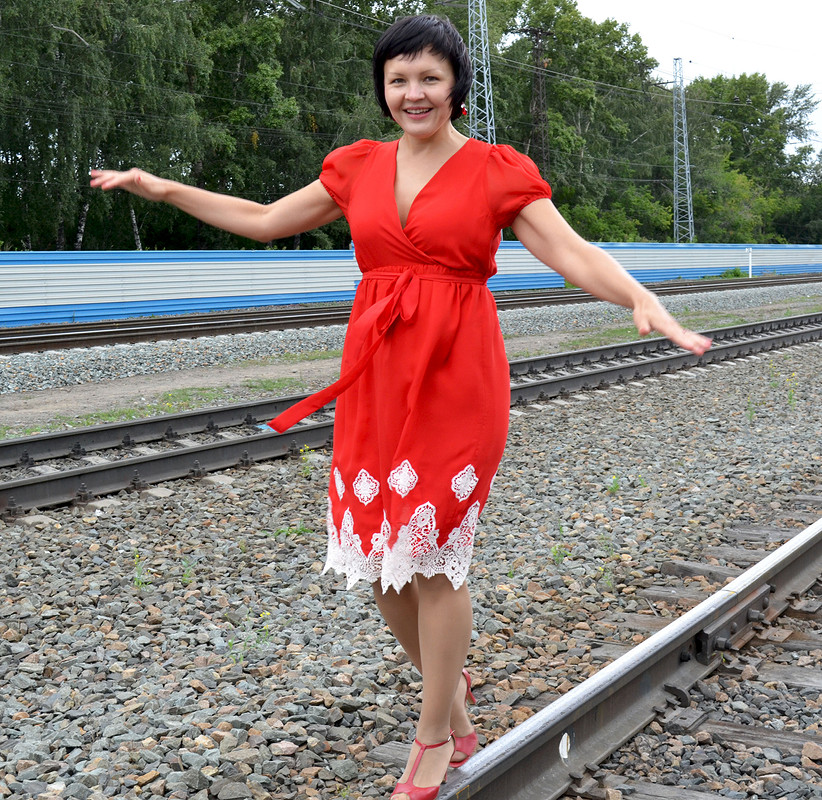 Красное шифоновое платье от Любаева Светлана