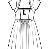 Платье с широкой кулисой на поясе, выкройка Grasser №485