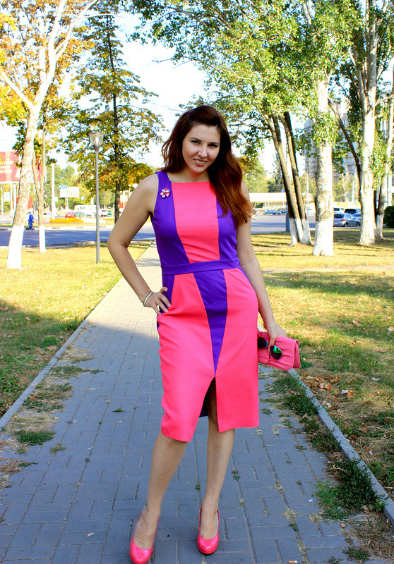 Платье color-blocking 122В 8/2015 от korotkovskaya