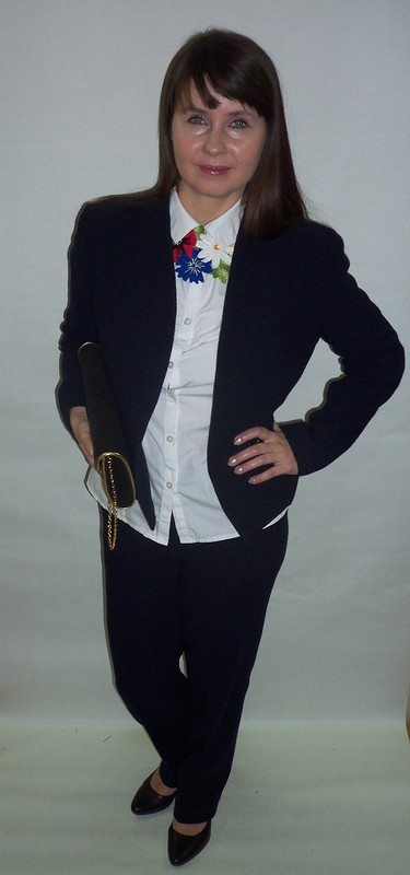 Брючный костюм и коллекция цветочных галстуков от Valeria0128