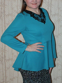 Блузка с баской и юбка трикотажный комплект