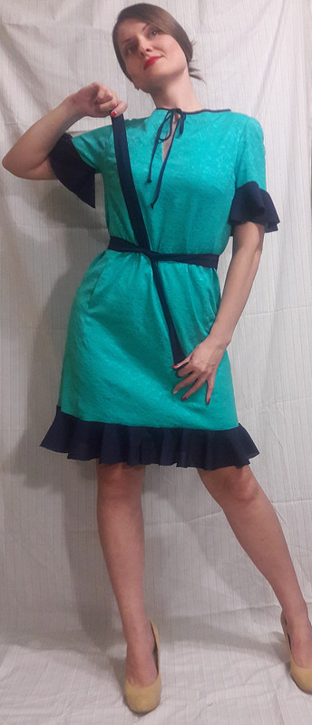 Жаккардовое платье с шифоном от зеленТаня