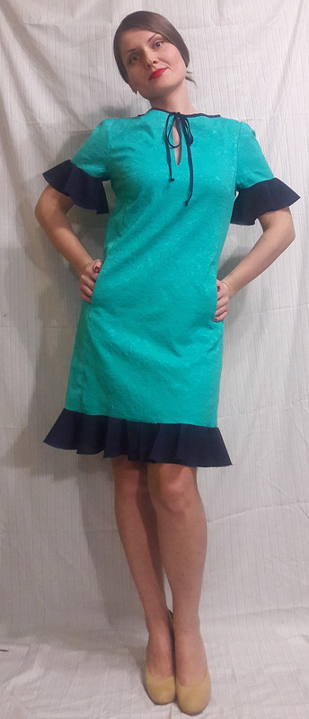 Жаккардовое платье с шифоном от зеленТаня