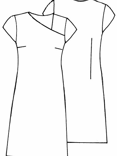 Платье-футляр с асимметричным декольте 
