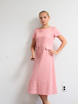 Работа с названием Льняное розовое платье