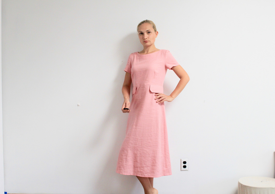 Льняное розовое платье от inotra