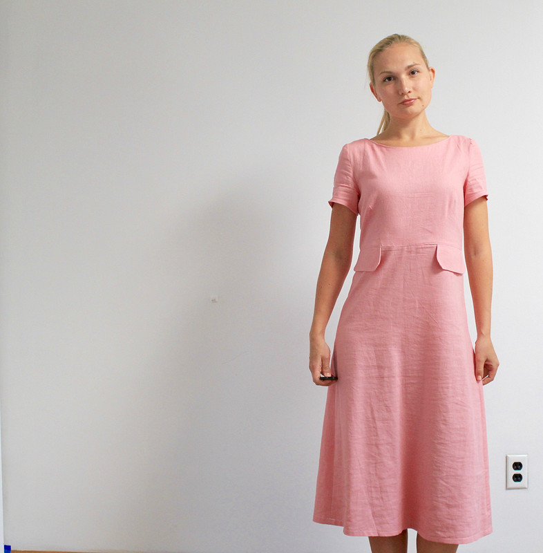 Льняное розовое платье от inotra