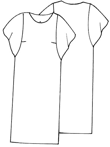 Платье прямого силуэта с рукавами-крылышками