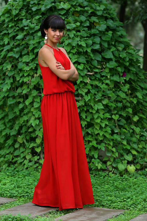 Красное платье из шифона от Netysya