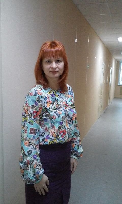 Блузка c почтовыми марками от Ольга Толстова