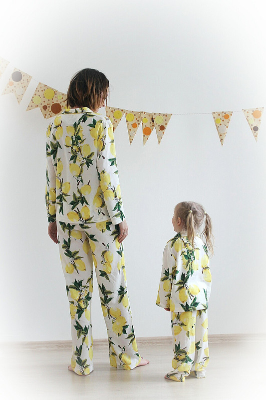 Фэмили лук пижамапати «Лимончики-у тёти Сони на балкончике» от AlexandraMaiskaya
