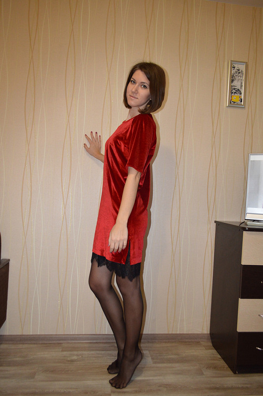 Платье цвета красного вина с комбинацией от natulka29