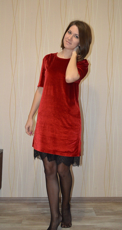 Платье цвета красного вина с комбинацией от natulka29