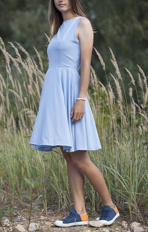 Голубое шифоновое платье от yolli