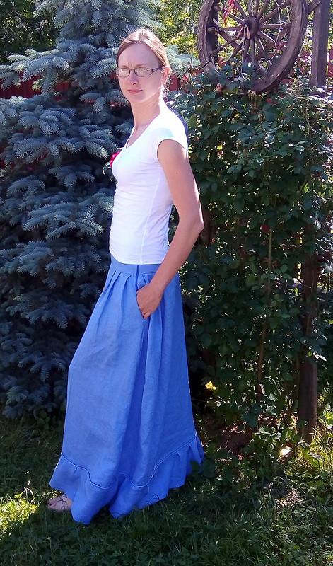 Васильковая льняная юбка от lenka_smile