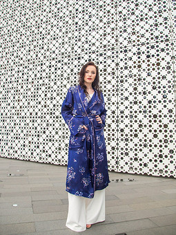 Пальто-кимоно в пижамном стиле