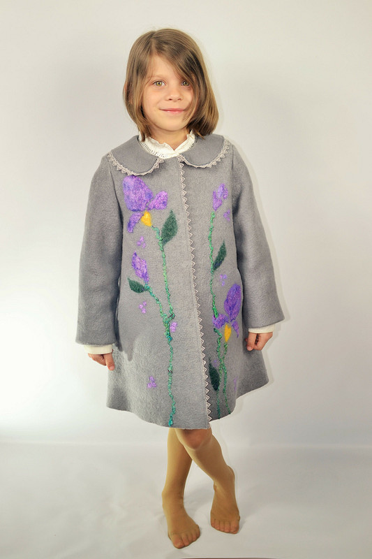 Валяное пальто на девочку «Нежные ирисы» от AlexSonya