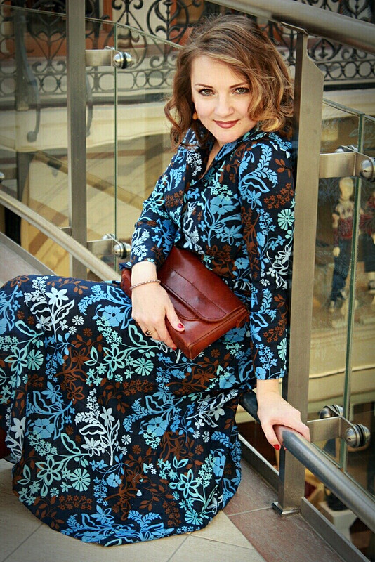 Платье-рубашка бирюза на шоколаде от AlexandraMaiskaya