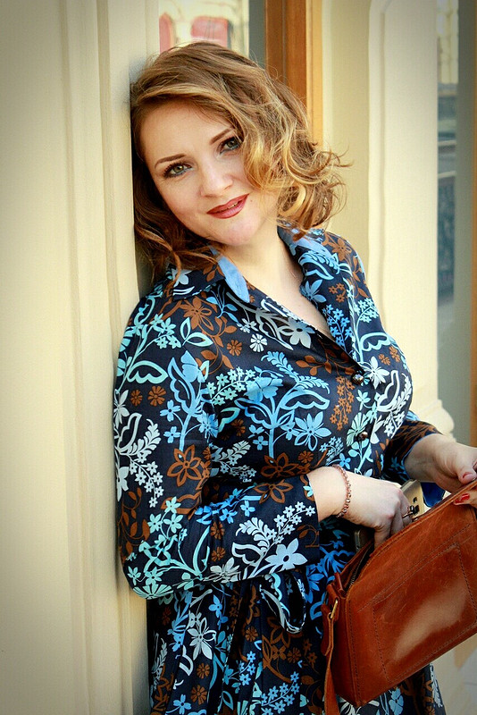 Платье-рубашка бирюза на шоколаде от AlexandraMaiskaya