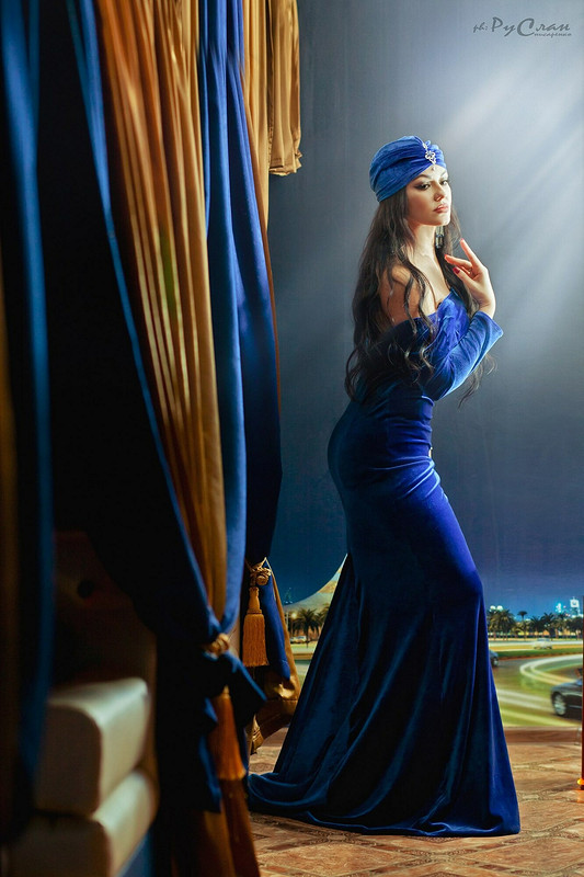 Синее бархатное платье русалка! от Массик