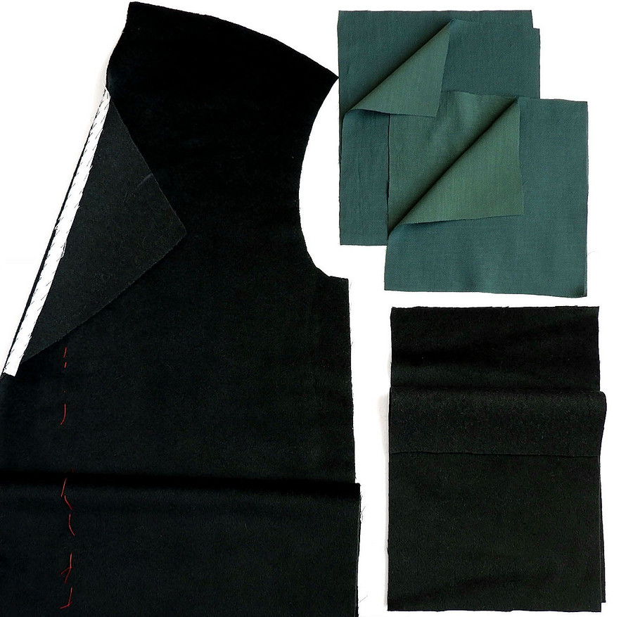 Обработка накладного кармана с двойной подкладкой